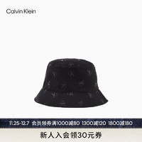 Calvin Klein  Jeans男士时尚休闲字母满印纯棉盆帽渔夫帽K510770 0GK-太空黑 OS