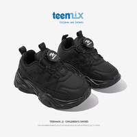 天美意儿童二棉鞋加绒女童老爹鞋子小白鞋中大童 黑色 32码