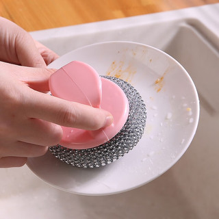 惠寻 京东自有品牌 家用不掉丝清洁球不锈钢铁丝刷厨房刷锅洗碗 1球1柄  颜色
