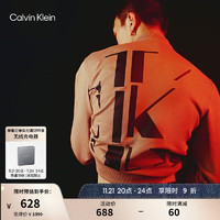 卡尔文·克莱恩 Calvin Klein 春秋男女情侣中性时尚分割印花纯棉圆领卫衣J323239 A03-奶茶咖 S