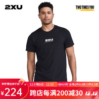 2XU 竞争者系列 夏季跑步短袖t恤男户外健身服休闲圆领运动速干衣男 黑/黑 S