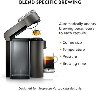 Nespresso 咖啡机和意式浓缩咖啡机组合 自动关机 塑料材料 54.0盎司(约1560ml) 钛色 ENV135T