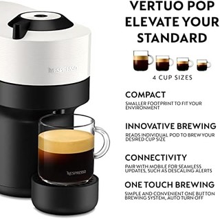 Krups 的 Nespresso Vertuo Pop 咖啡机，XN920140，椰子白