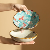 摩登主妇 日式樱花面碗陶瓷单个大碗餐具家用大号汤碗拉面碗 雪花釉樱花7.5英寸花边碗