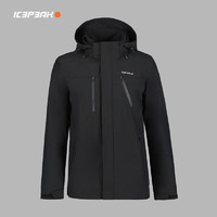 ICEPEAK 23年秋冬户外跑步运动男士防风透气舒适休闲外套夹克 黑色 M