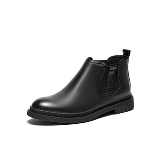 BASTO 百思图 商场同款时髦简约切尔西靴粗跟男低靴27701DD3 黑色 41