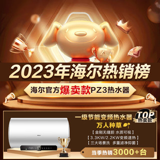 海尔（Haier）热水器电热水器家用储水式3000/3300W速热一级能效卫生间洗澡WIFI智能预约防电墙金刚无缝胆 【3.3KW双管变频】PZ3-60L