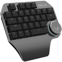 DeLUX 多彩 有线键盘 旋钮小键盘 巧克力键帽 单色背光 CAD PS绘图画图多功能辅助设计师键盘 黑色