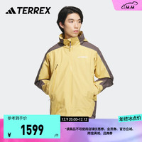 adidas阿迪达斯TERREX男装抗风透湿防水户外运动冲锋衣IS0285 淡黄/炭灰 A/2XL