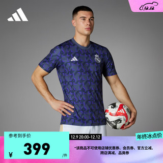 adidas阿迪达斯男装皇马足球热身短袖球衣IQ0544 暗藏青 A/S