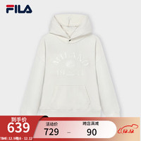 FILA 斐乐款针织连帽上衣纯棉加绒时尚卫衣 陶瓷白-IV 175/96A/L