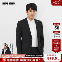 利郎西服套装男2024春季纯色商务新郎结婚西装一粒扣男士正装 黑色(23CXF011SA) 165