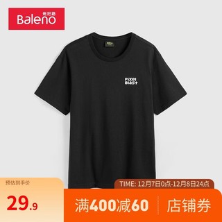 Baleno 班尼路 潮流时髦个性创意印花宽松短袖T恤男情侣款青春休闲 001A S