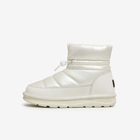 百思图23冬商场保暖雪地靴加绒面包大棉鞋厚底女短靴HD283DD3 米白色 39