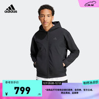 adidas阿迪达斯轻运动男装冬季加绒加厚保暖连帽夹克外套 黑色 A/2XL
