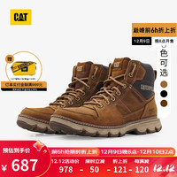 CAT 卡特男士城市机能户防水外经典牛皮工装靴低靴 棕色 39