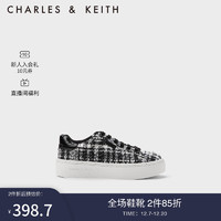 CHARLES & KEITH CHARLES&KEITH;千鸟格时尚厚底休闲运动鞋女CK1-70900480 Black黑色 35