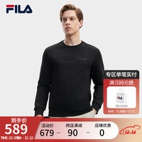 FILA 斐乐 男子针织套头衫休闲基础简约抗菌卫衣 正黑色-BK 180/100A/XL