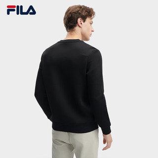 FILA 斐乐 男子针织套头衫休闲基础简约抗菌卫衣 正黑色-BK 180/100A/XL