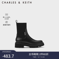 CHARLES&KEITH23冬季切尔西靴短靴女CK1-90920133 Black黑色 36