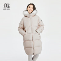 可隆 KOLON SPORT女户外防泼水保暖大鹅绒长款毛领羽绒服 灰褐GR 170/L