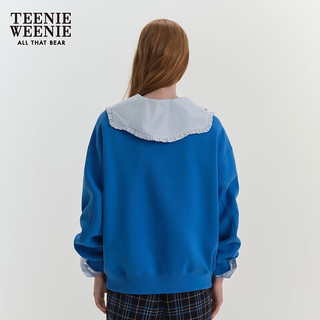 Teenie Weenie小熊加绒卫衣女20宽松基础圆领套头落肩加绒卫衣女 蓝色 155/XS