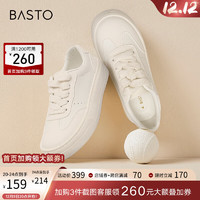 BASTO 2024春季街头运动休闲小白鞋厚底女休闲鞋VCR33AM4 米色 37