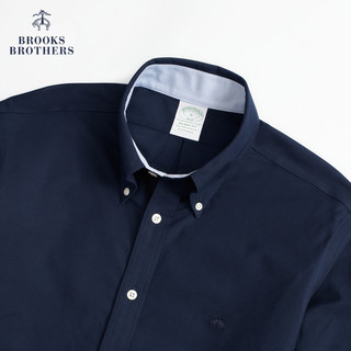 布克兄弟（BrooksBrothers）男士免烫时尚纯色长袖休闲衬衫 4004-藏青色 M