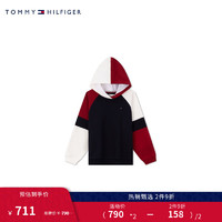 TOMMY HILFIGER童装女街头运动拼色小绣标连帽卫衣TH2332034 藏青红白拼色002 8/130cm