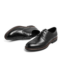 SENDA 森达 男鞋牛皮英伦布洛克通勤商务休闲皮鞋男士正装鞋Z4-03CM0黑色43