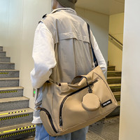 布兰奴运动瑜伽训练包男士大容量收纳袋短途出差手提行李包女单肩包 卡其色