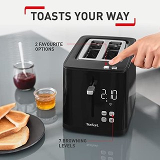 Tefal 特福 Smart'n Light TT640840 2 片数字烤面包机，黑色