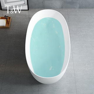 特拉维尔独立式人造石浴缸家用小户型酒店民宿双人椭圆形浴盆
