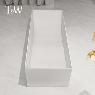 T&W 特拉维尔 浴缸家用小户型人造石一体独立式长方形酒店民宿日式浴盆