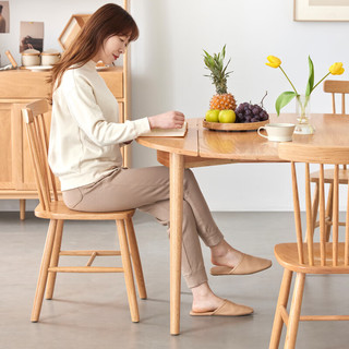 原始原素实木餐桌椅组合北欧简约餐桌圆桌折叠圆餐桌-1.2米一桌四椅