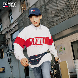 TOMMY JEANS 男装纯棉街头旗标刺绣圆顶弯檐棒球帽AM0AM09000 深蓝色C87 OS