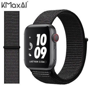 KMaxAI 苹果手表S9/Ultra织表带 运动回环式 尼龙魔术贴手表带 多巴胺iWatch8/SE/7/6/4/2代 黑色45/49mm