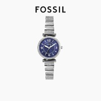 FOSSIL 化石手表石英女士手表正品满天星小表盘潮流印花银蓝色时尚