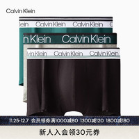 Calvin Klein内衣【明星同款】男士三条装本命年棉质防夹臀平角内裤NP2312O 5ZD-太空黑/椰青灰/青苔绿 S