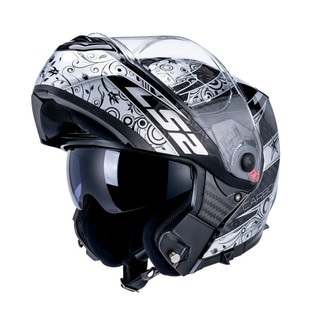 LS2碳纤维拉力盔揭面盔防雾超轻机车冬季两用头盔四季双镜片FF903 白银斗士-碳纤6K（送帽檐+茶片） 3XL(61-62CM)