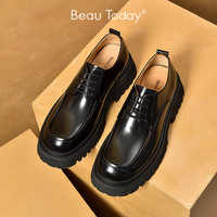 BeauToday黄宗泽同款厚底德比鞋男士休闲皮鞋男款增高圆方头秋冬