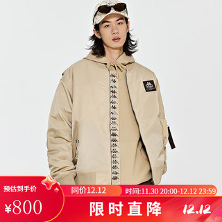 卡帕（Kappa）棒球棉服2023男冬户外保暖防寒服字母印花外套 灰卡其-602 M