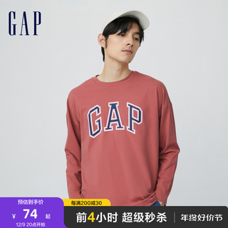 Gap 盖璞 男女装秋季LOGO纯棉亲肤长袖T恤451047美式装运动休闲上衣