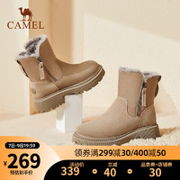 CAMEL 骆驼 雪地靴女鞋冬季舒适保暖时尚棉鞋子女 A14293635卡其 38
