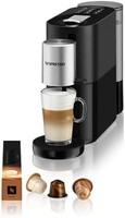 Krups 克鲁伯 Nespresso Atelier 胶囊咖啡机 XN8908 带奶泡系统 一键式制备 可制备冷热饮 1L水箱 含Nespresso玻璃杯+咖啡胶囊 19bar泵压，黑色/银色