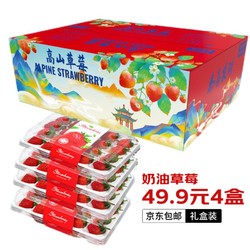 粮心牧场 大凉山牛奶草莓4盒/约2.3斤 中果 礼盒