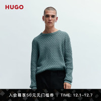 HUGO男士2024早春3D 针织图案宽松版型棉制卫衣 307-深绿色 EU:M