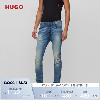 HUGO 男士冬蓝色修身舒适弹力牛仔裤 431-蓝色 EU:3532