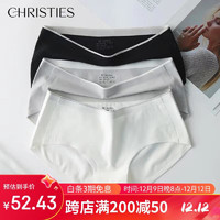 Christies 内裤女100%纯棉抗菌女士内裤中腰无痕女生少女新疆棉短裤头3条装