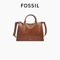 FOSSIL 化石包复古牛皮手提公文包女小众单肩圣诞新年礼物波士顿包